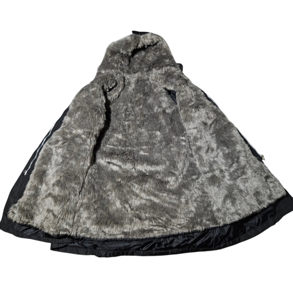 Black Hooded Outerwear Womens L Parka 4 In 1 Removable Liner Reversible Faux Fur - Picture 6 of 14